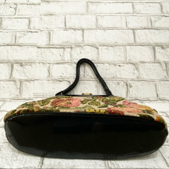 Vintage Chenille Tapestry Floral Clutch Handbag - Picture 9 of 13